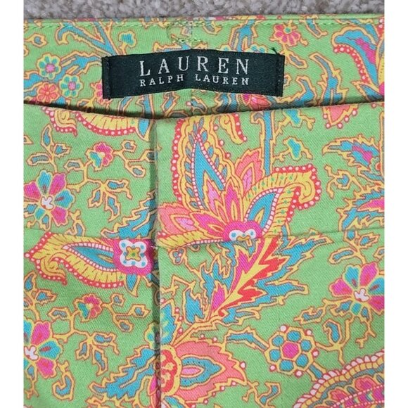 Lauren Ralph Lauren Chino Pants Flat Front Paisley Print Ankle Preppy Women's 10 - Picture 3 of 12